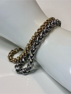 Gold and Silver Braided Rope Chain Bracelet High Low Timeless Every Day Easy